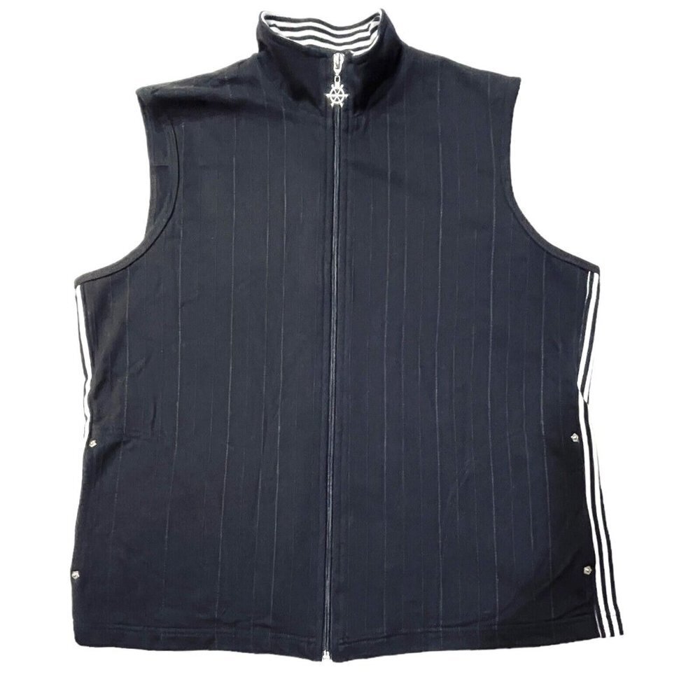 DRAPER'S & DAMON'S Black Zip Front Knit Vest Women's Large Studs Pockets